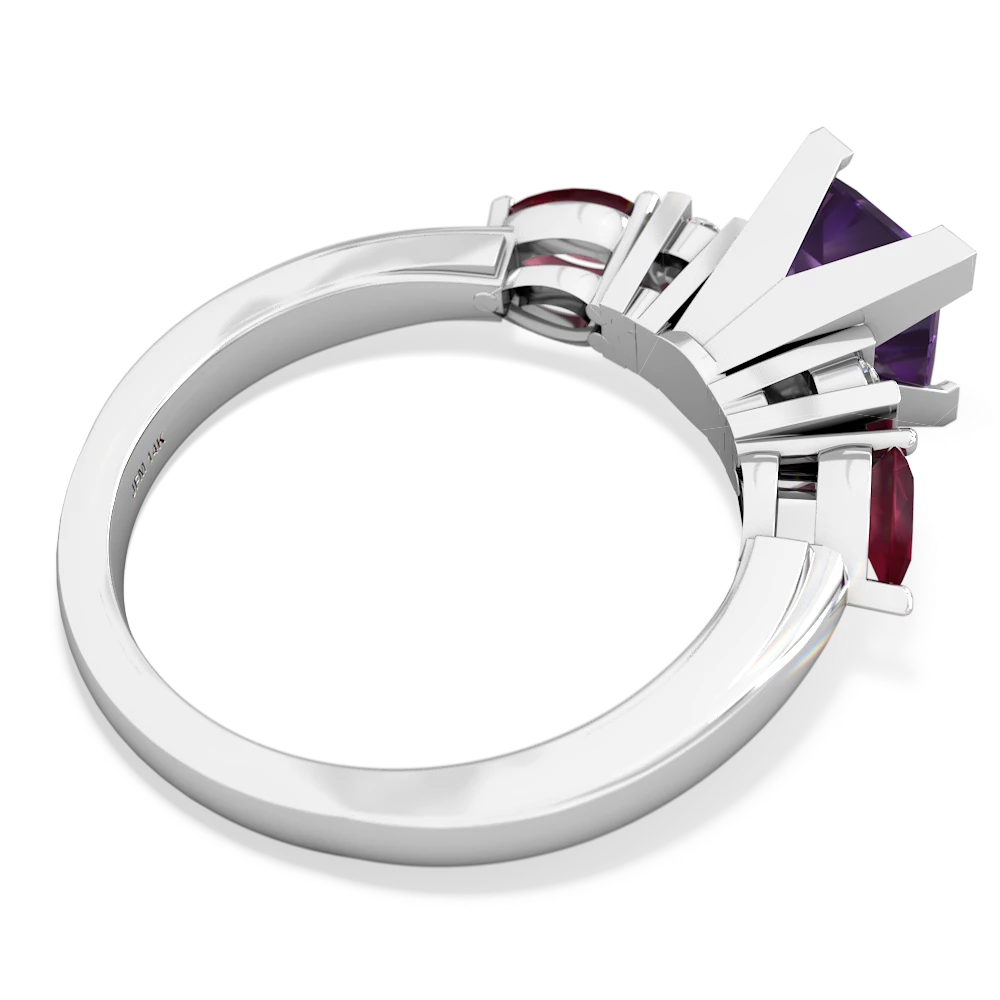 Amethyst 6Mm Princess Eternal Embrace Engagement 14K White Gold ring C2002