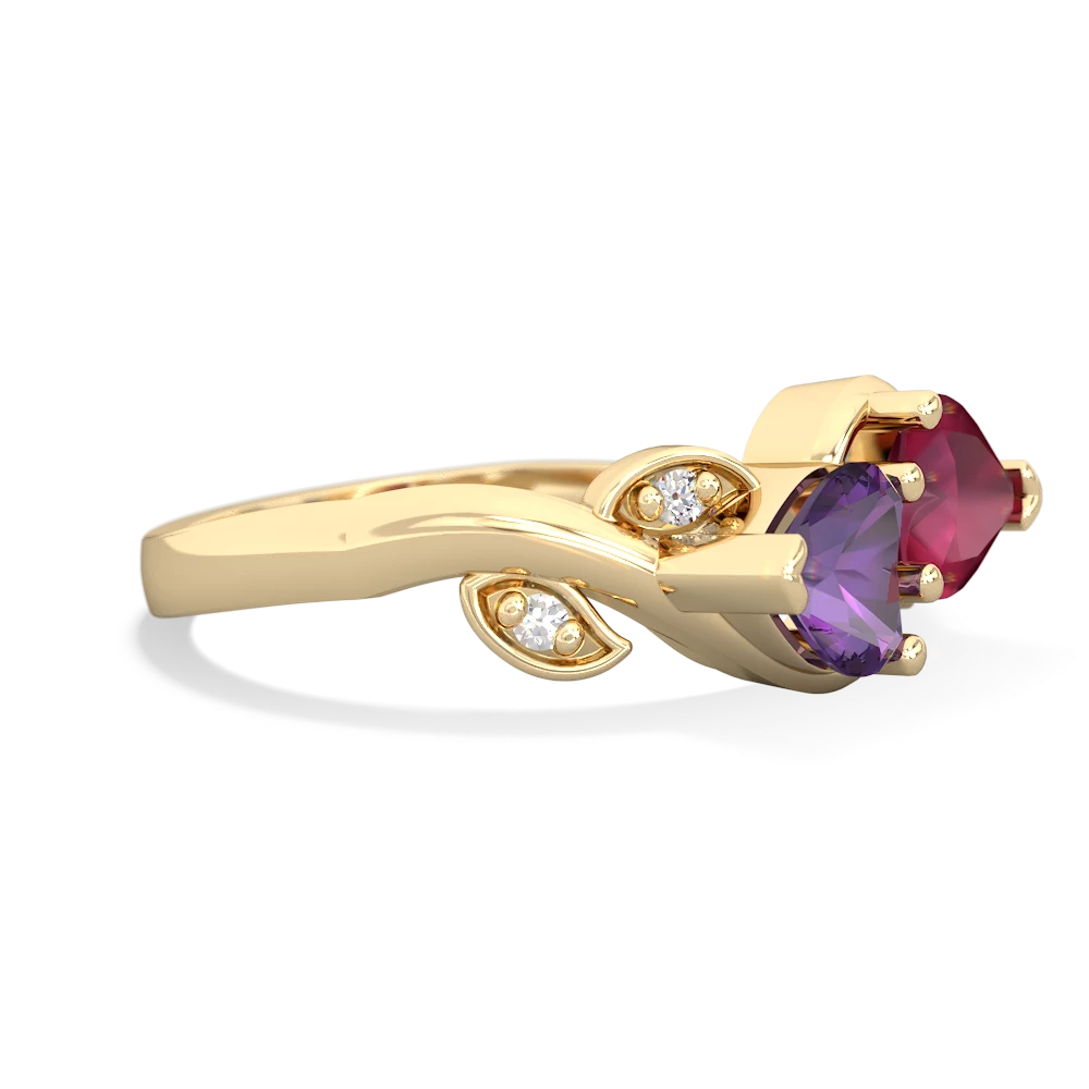 Amethyst Floral Elegance 14K Yellow Gold ring R5790