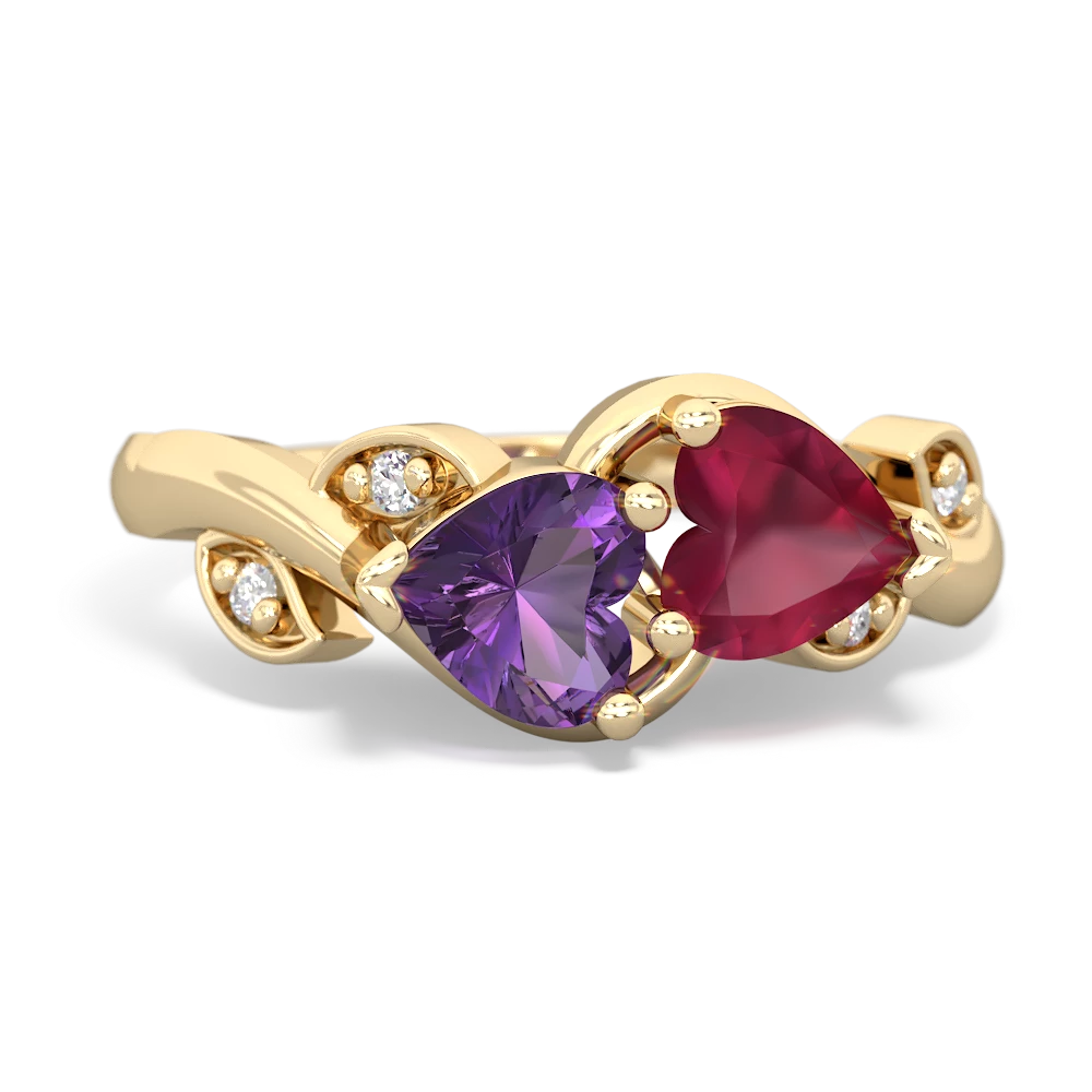 Amethyst Floral Elegance 14K Yellow Gold ring R5790