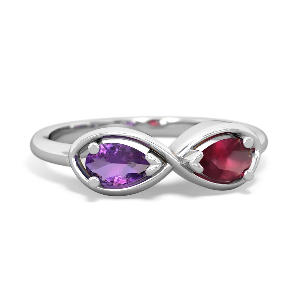 Amethyst Infinity 14K White Gold ring R5050