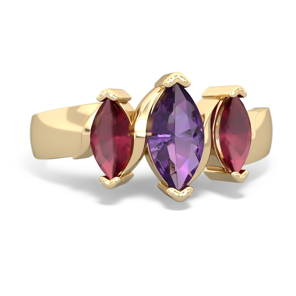 Amethyst Three Peeks 14K Yellow Gold ring R2433