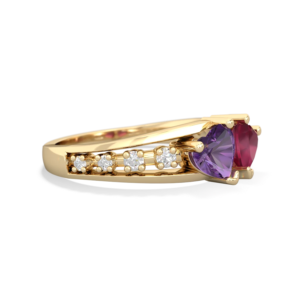 Amethyst Heart To Heart 14K Yellow Gold ring R3342