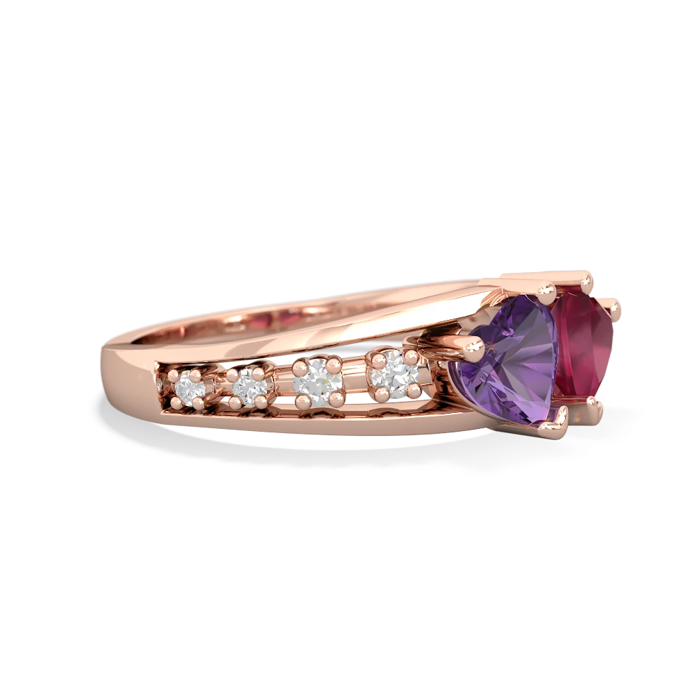 Amethyst Heart To Heart 14K Rose Gold ring R3342