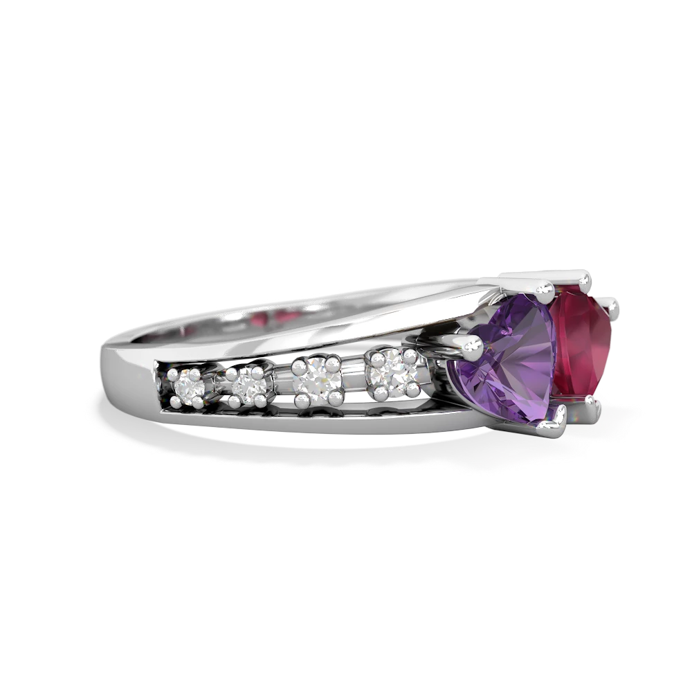 Amethyst Heart To Heart 14K White Gold ring R3342