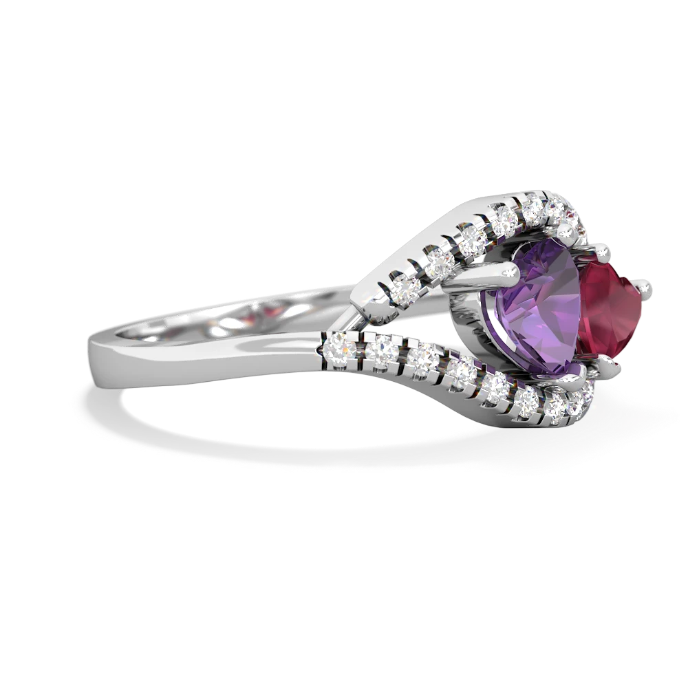 Amethyst Mother And Child 14K White Gold ring R3010