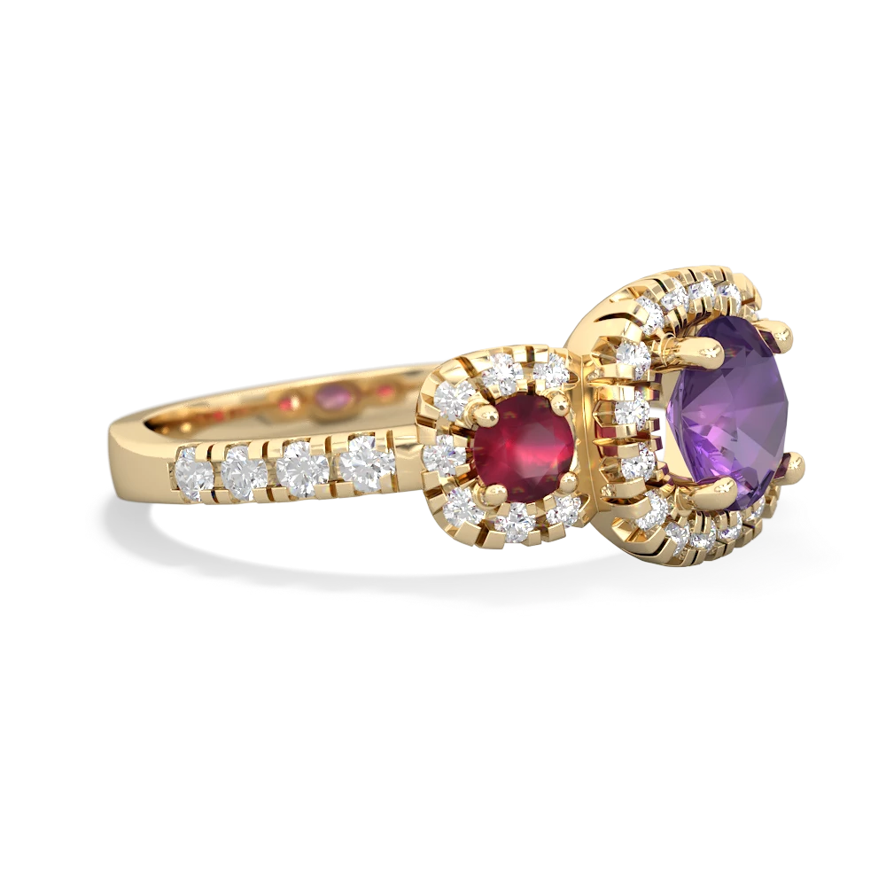 Amethyst Regal Halo 14K Yellow Gold ring R5350