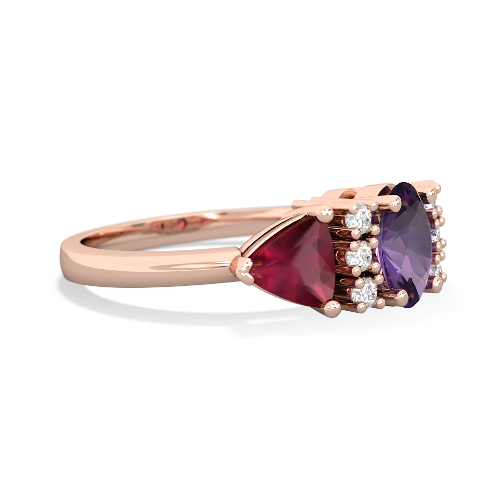 Amethyst Antique Style Three Stone 14K Rose Gold ring R2186