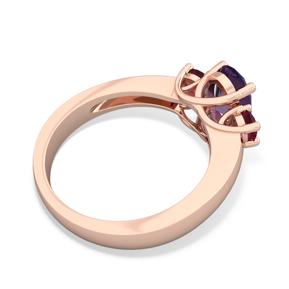 Amethyst Three Stone Oval Trellis 14K Rose Gold ring R4024