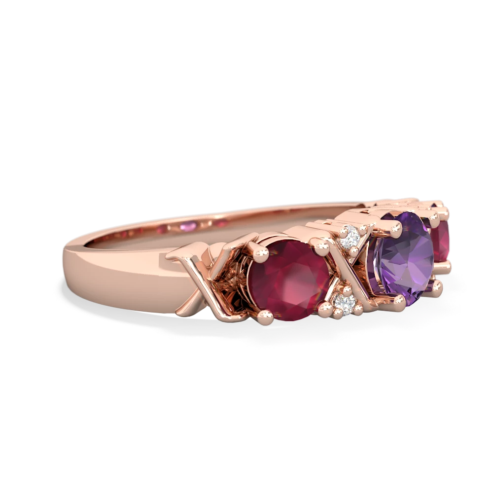 Amethyst Hugs And Kisses 14K Rose Gold ring R5016