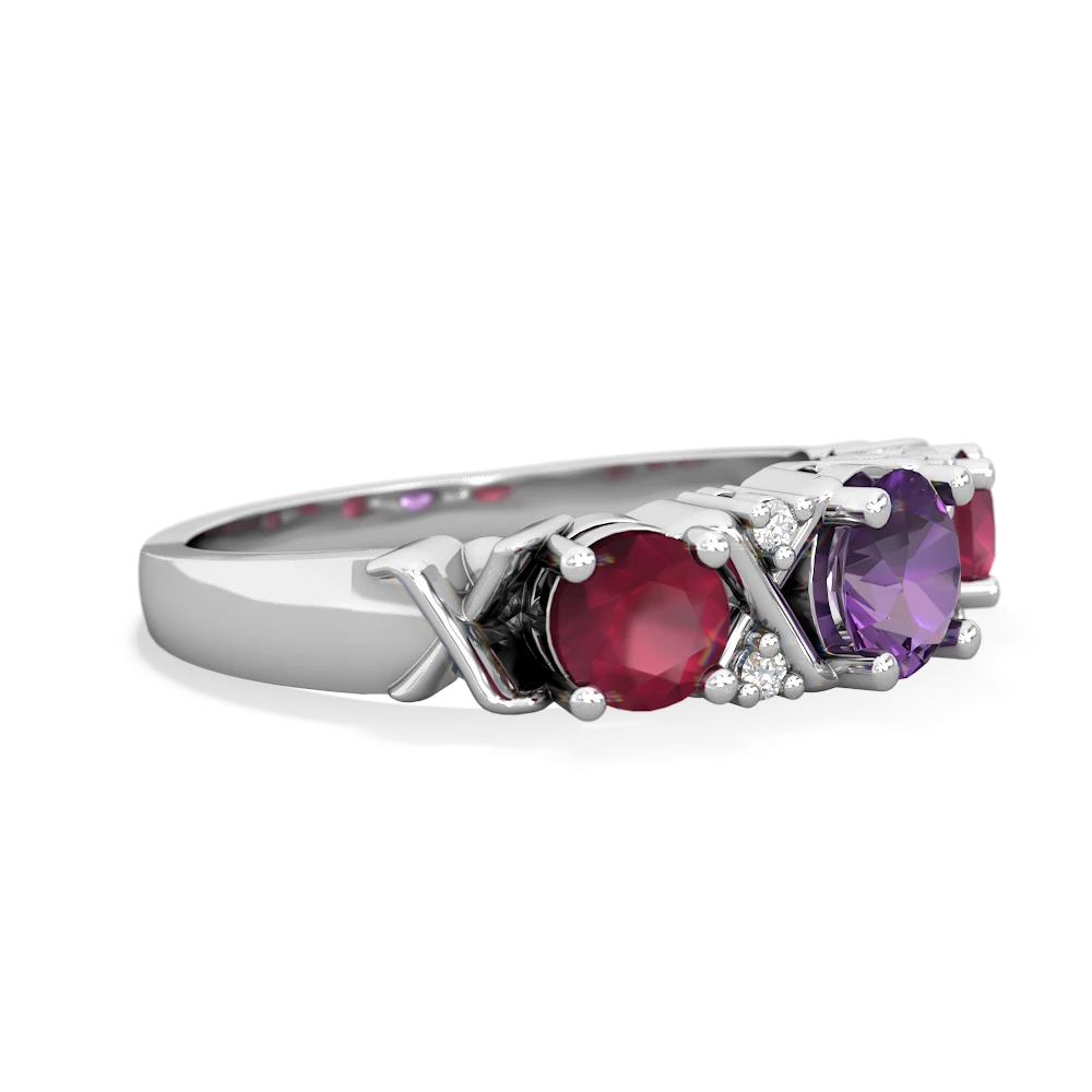 Amethyst Hugs And Kisses 14K White Gold ring R5016