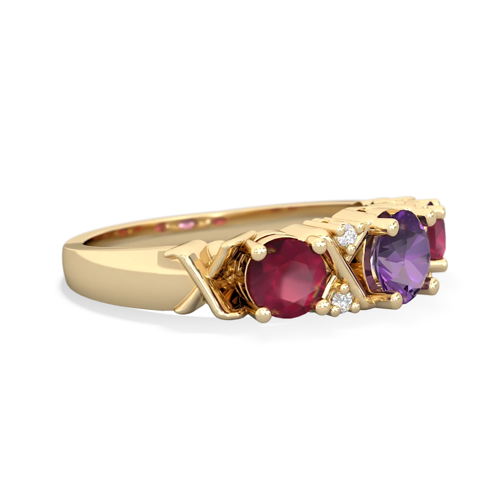 Amethyst Hugs And Kisses 14K Yellow Gold ring R5016