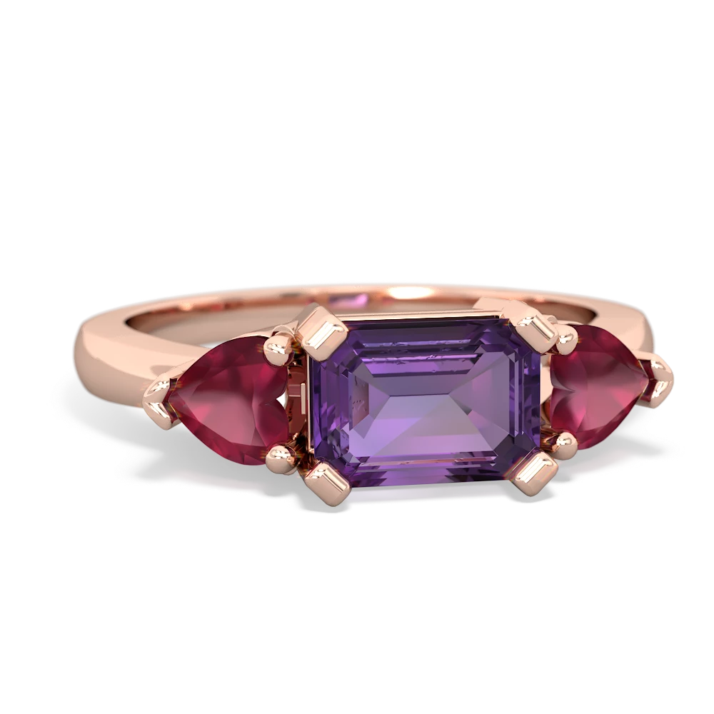 Amethyst Three Stone 14K Rose Gold ring R5235