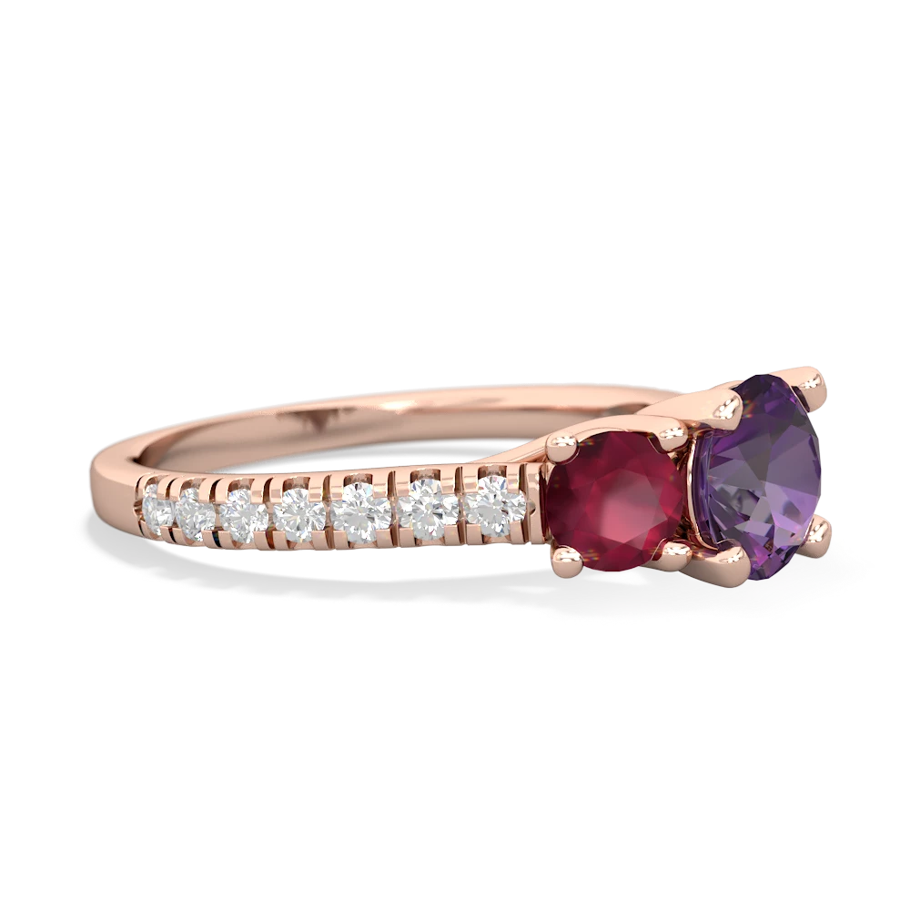 Amethyst Pave Trellis 14K Rose Gold ring R5500