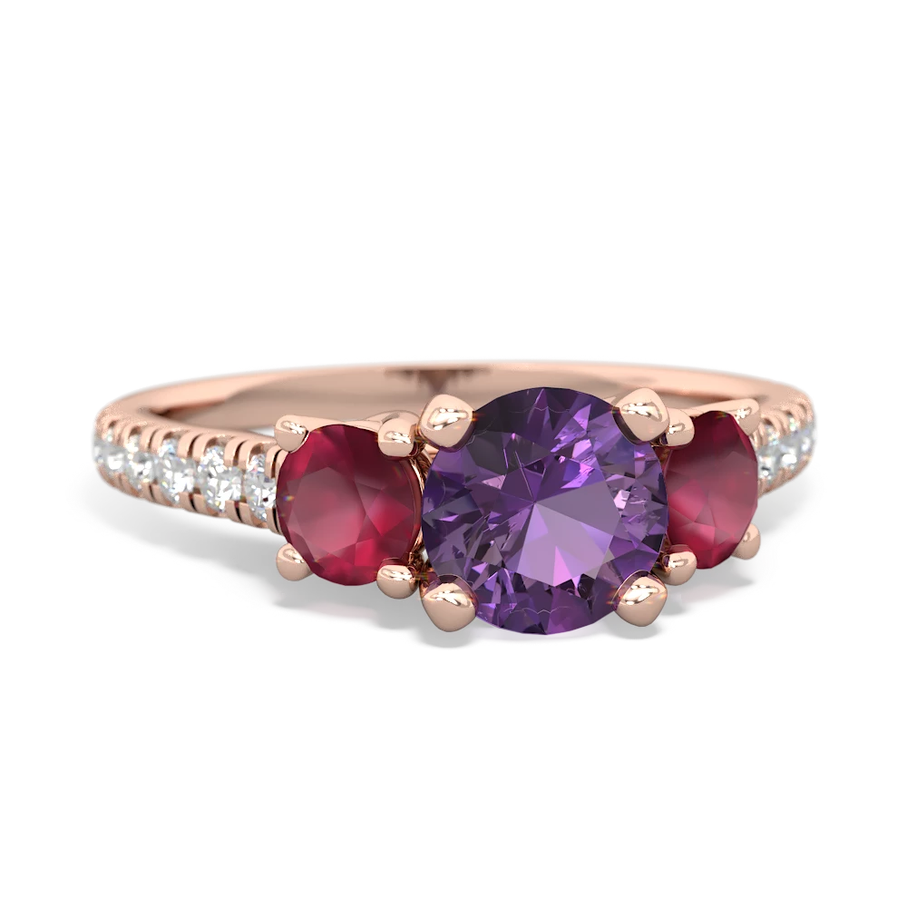 Amethyst Pave Trellis 14K Rose Gold ring R5500