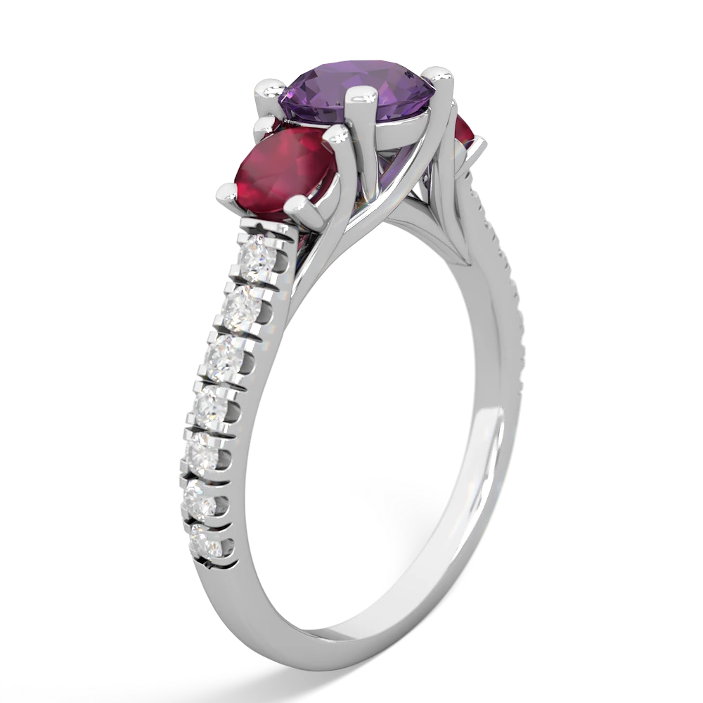 Amethyst Pave Trellis 14K White Gold ring R5500