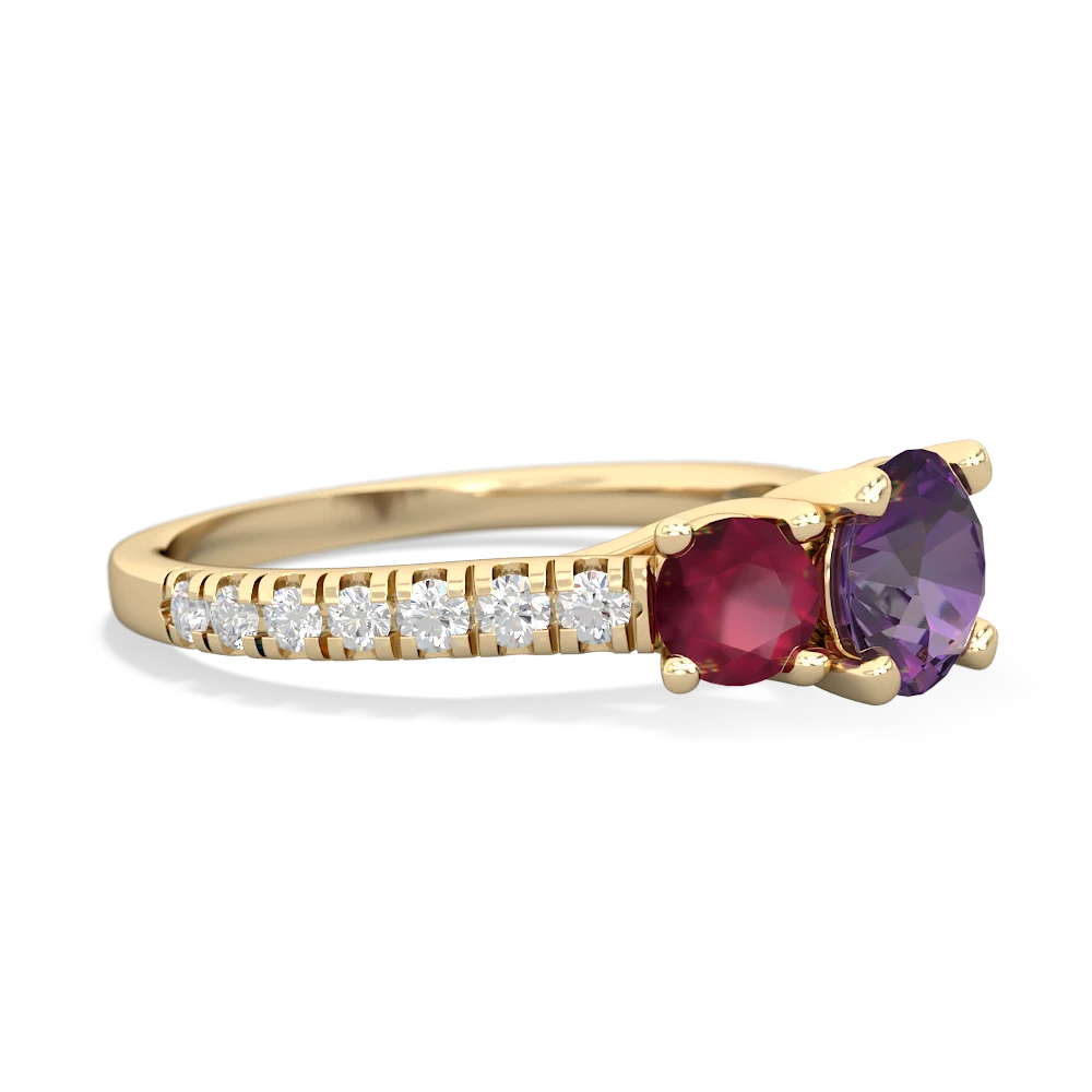 Amethyst Pave Trellis 14K Yellow Gold ring R5500