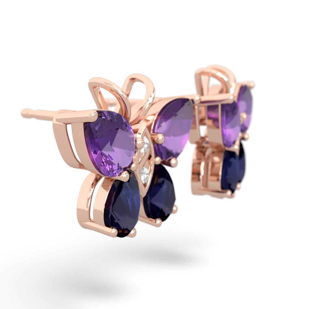 Amethyst Butterfly 14K Rose Gold earrings E2215