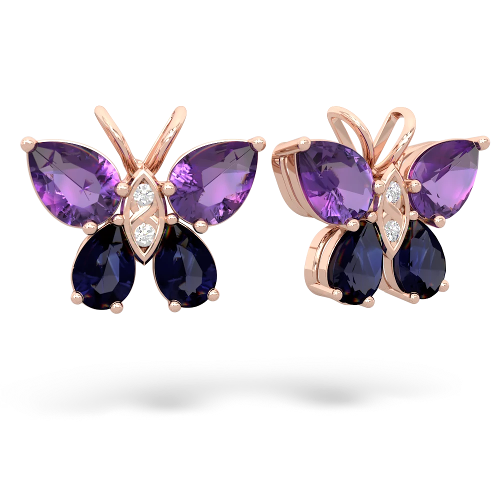 Amethyst Butterfly 14K Rose Gold earrings E2215