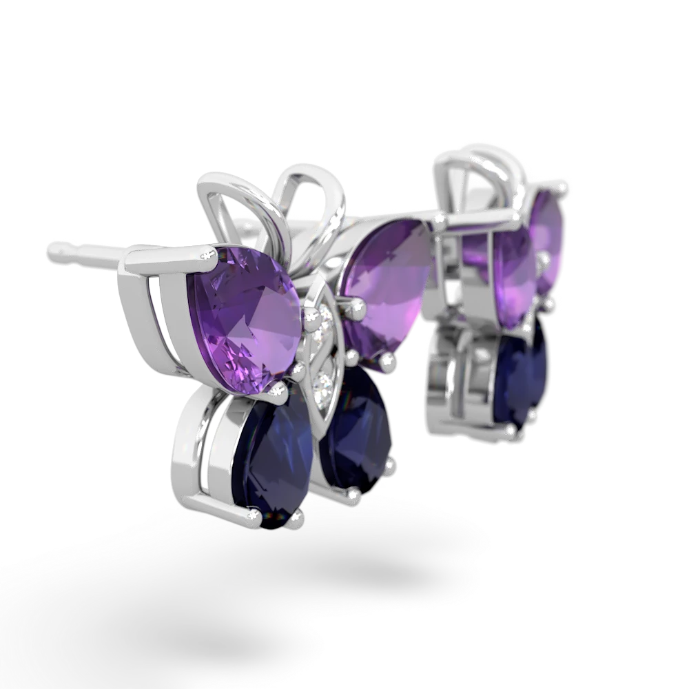 Amethyst Butterfly 14K White Gold earrings E2215