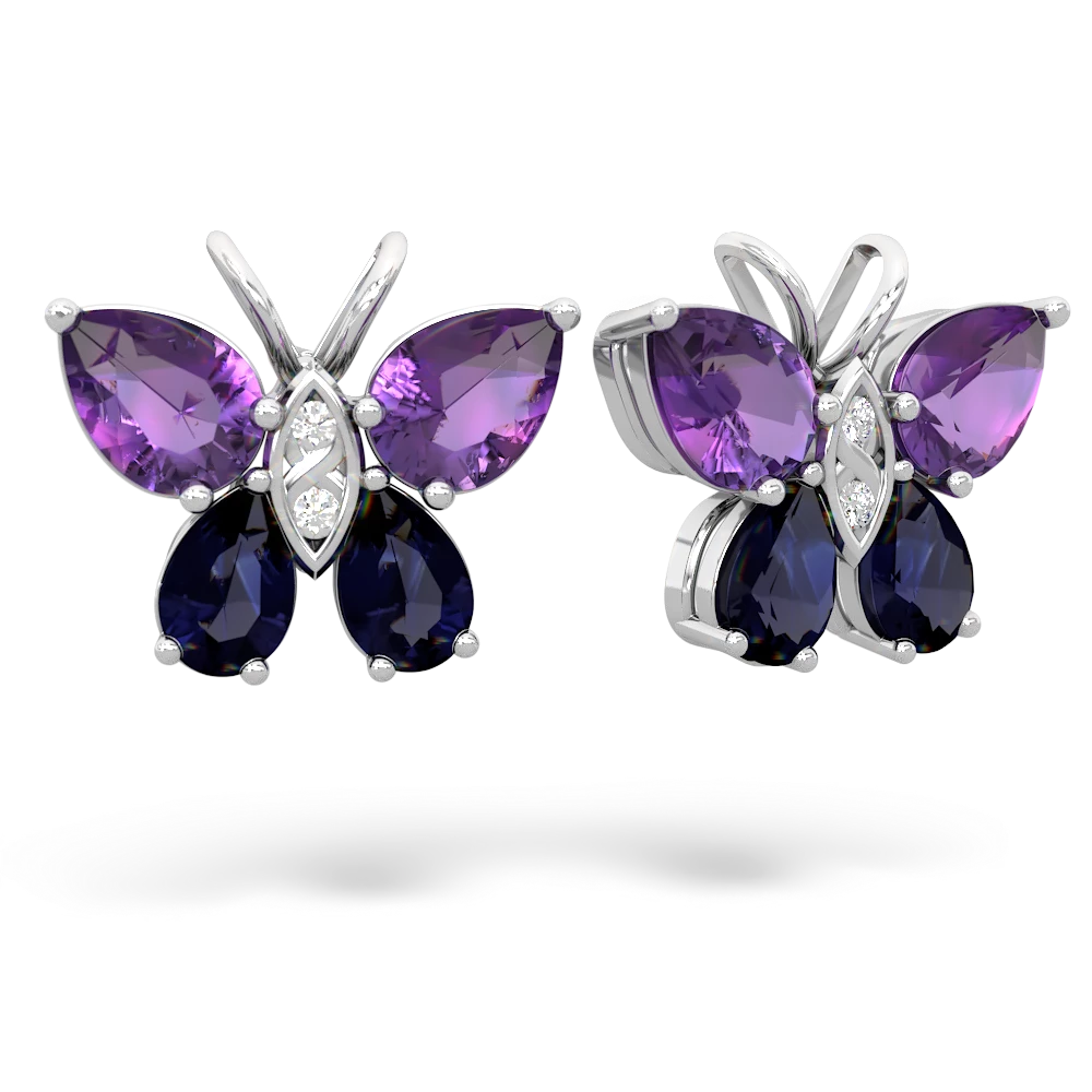 Amethyst Butterfly 14K White Gold earrings E2215