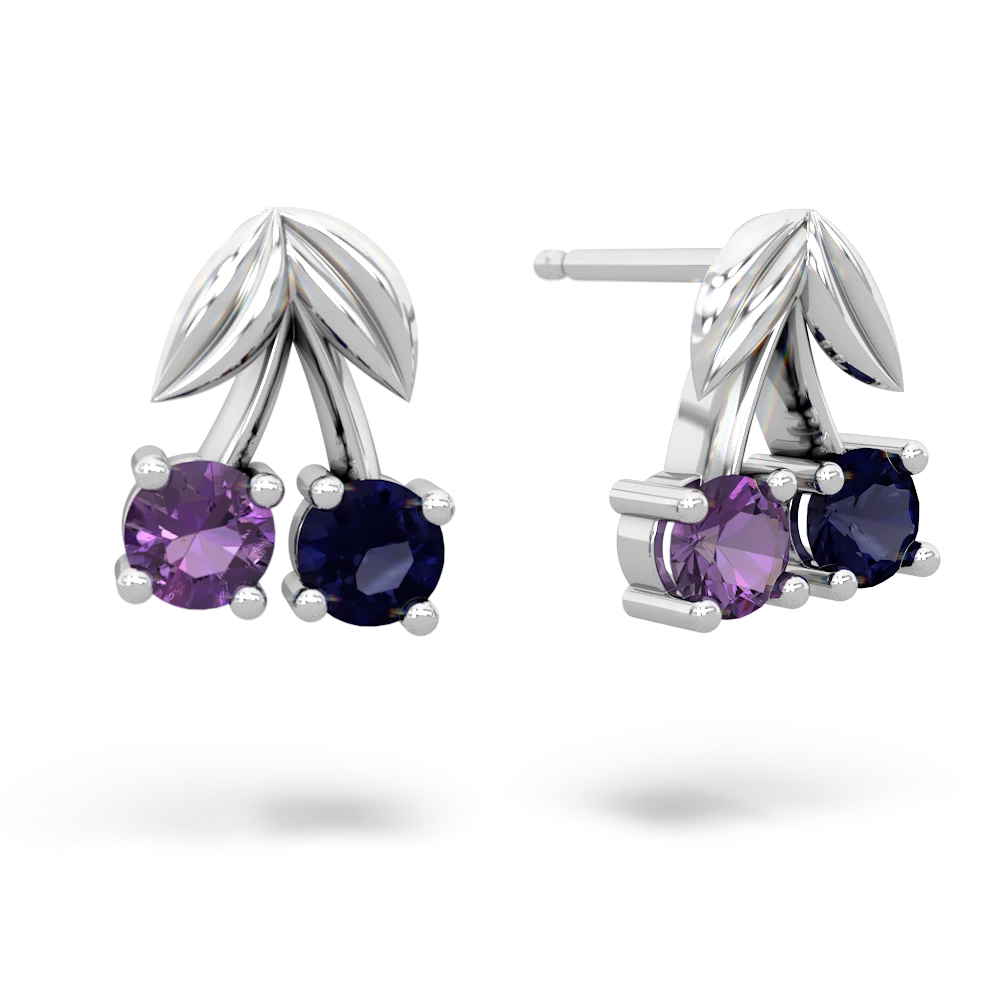 Amethyst Sweet Cherries 14K White Gold earrings E7001