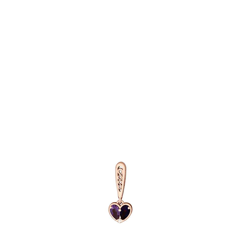 Amethyst Filligree Heart 14K Rose Gold earrings E5070