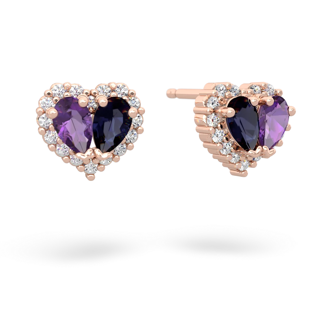 Amethyst Halo 14K Rose Gold earrings E7008