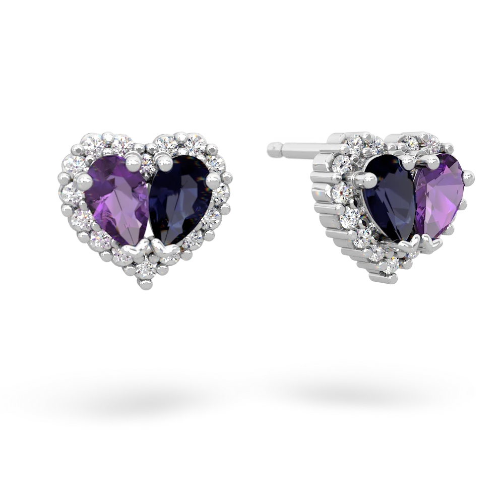 Amethyst Halo 14K White Gold earrings E7008