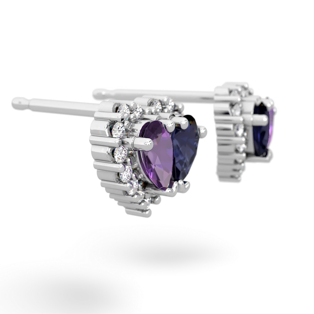 Amethyst Halo 14K White Gold earrings E7008
