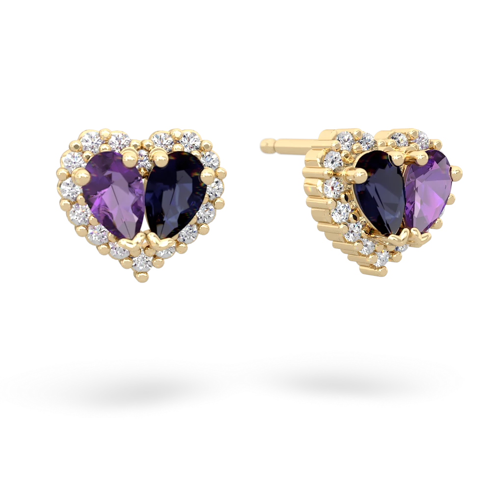 Amethyst Halo 14K Yellow Gold earrings E7008