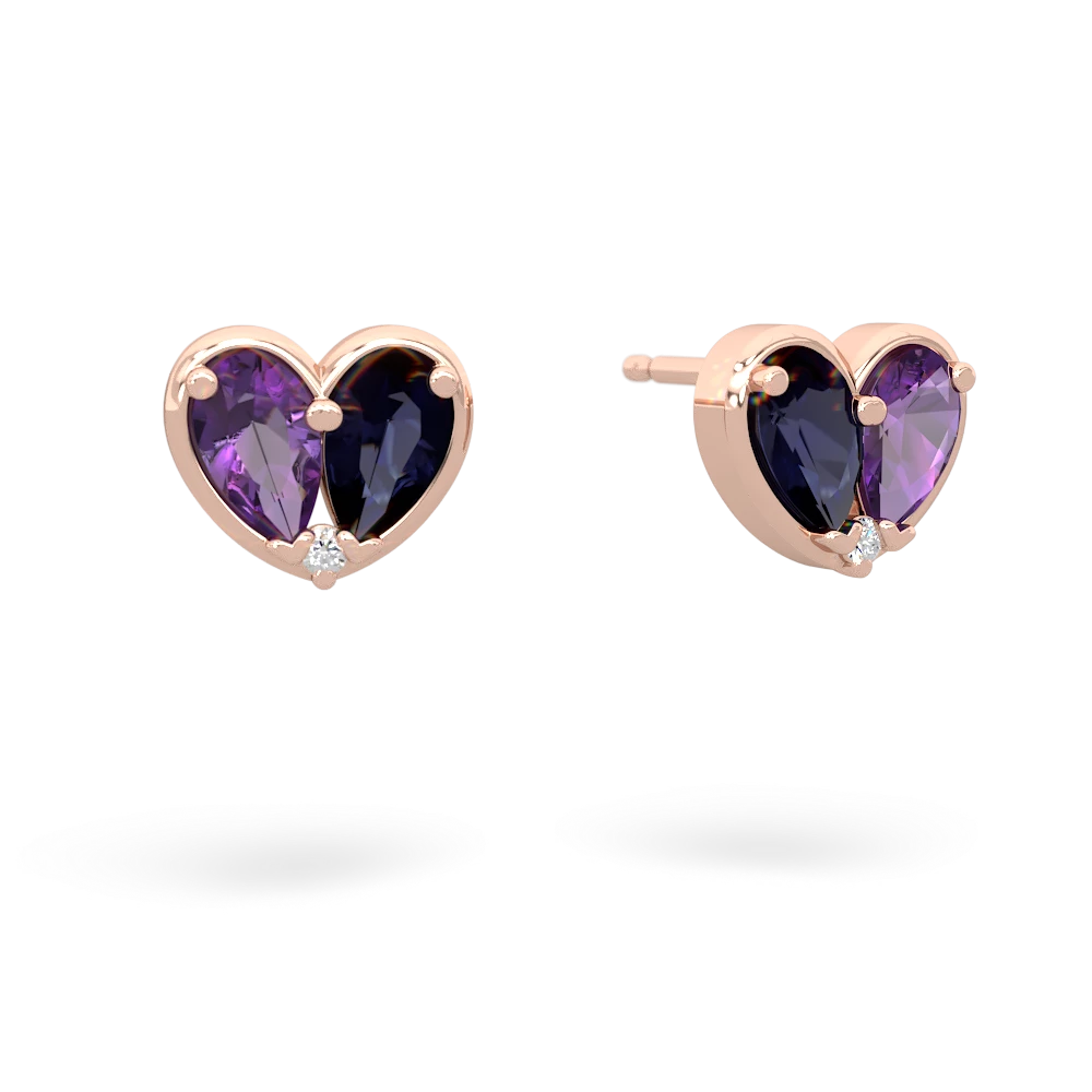 Amethyst 'Our Heart' 14K Rose Gold earrings E5072