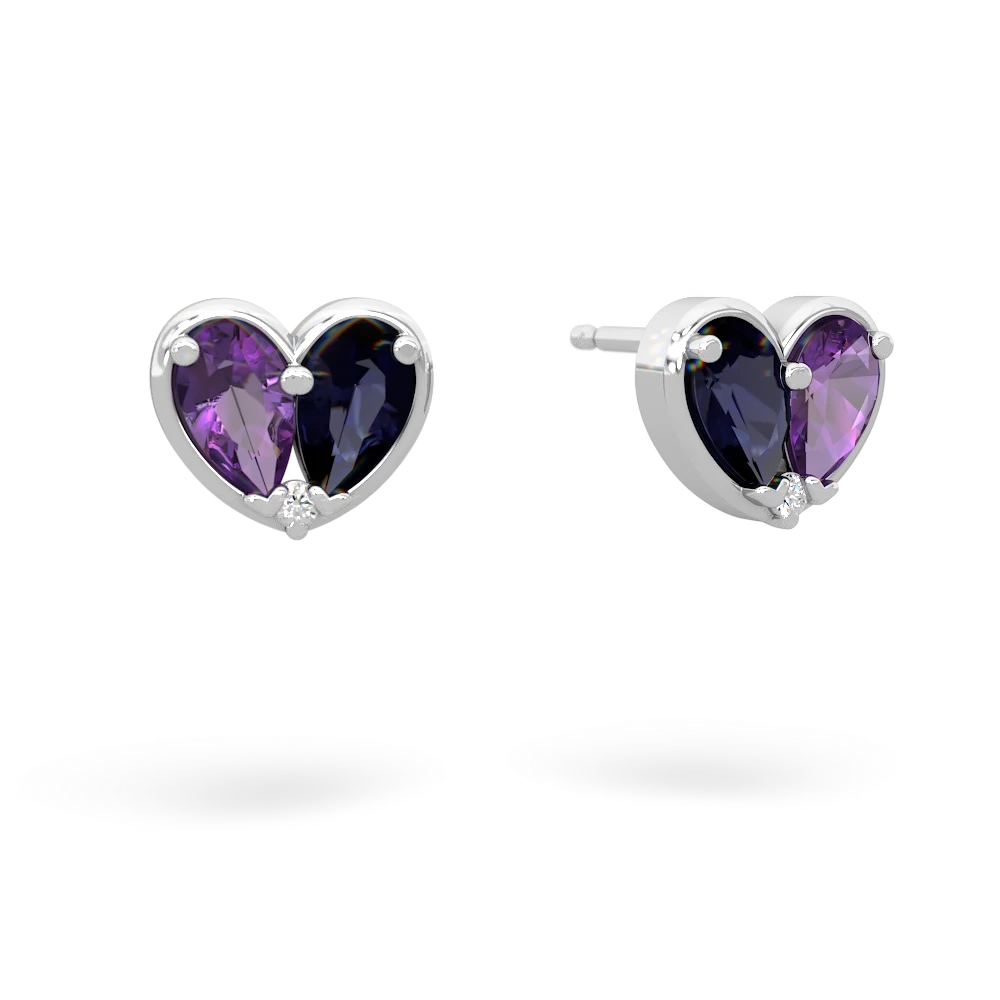 Amethyst 'Our Heart' 14K White Gold earrings E5072