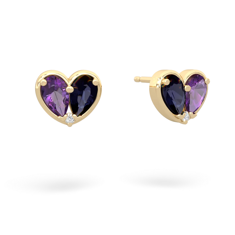 Amethyst 'Our Heart' 14K Yellow Gold earrings E5072