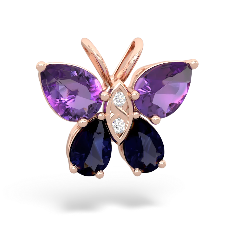 Amethyst Butterfly 14K Rose Gold pendant P2215