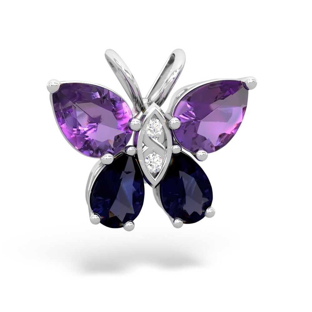 Amethyst Butterfly 14K White Gold pendant P2215