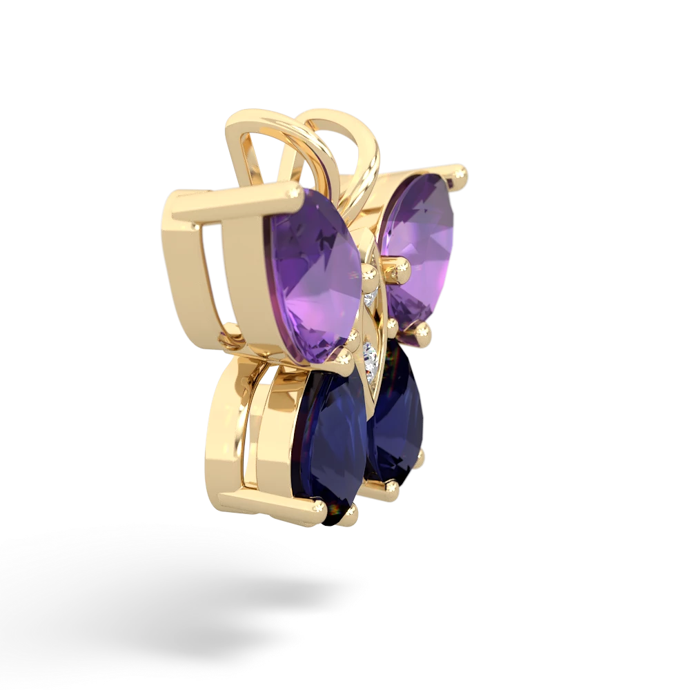 Amethyst Butterfly 14K Yellow Gold pendant P2215