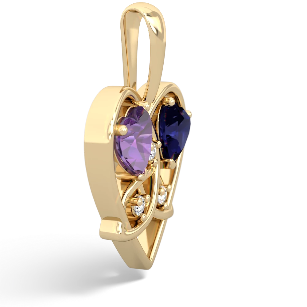 Amethyst Celtic Trinity Heart 14K Yellow Gold pendant P5331