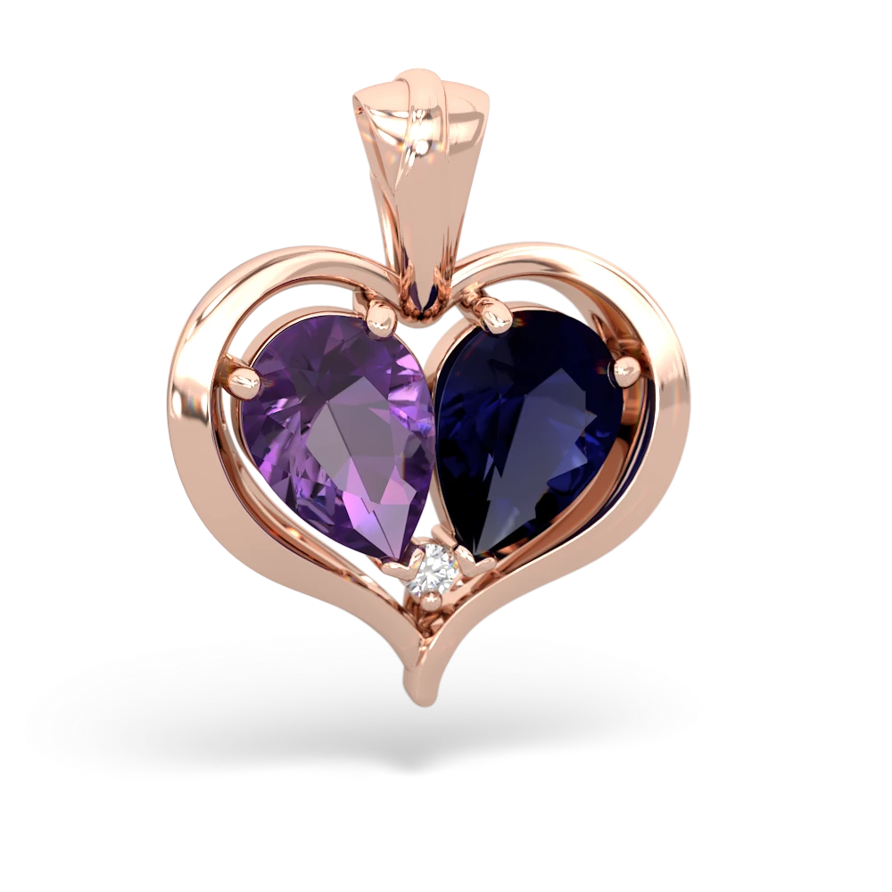 Amethyst Two Become One 14K Rose Gold pendant P5330