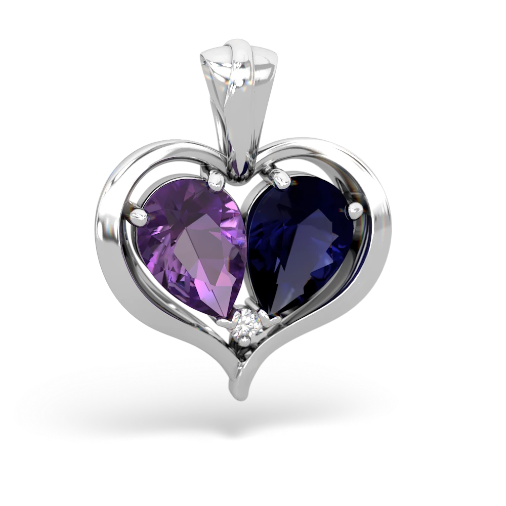 Amethyst Two Become One 14K White Gold pendant P5330