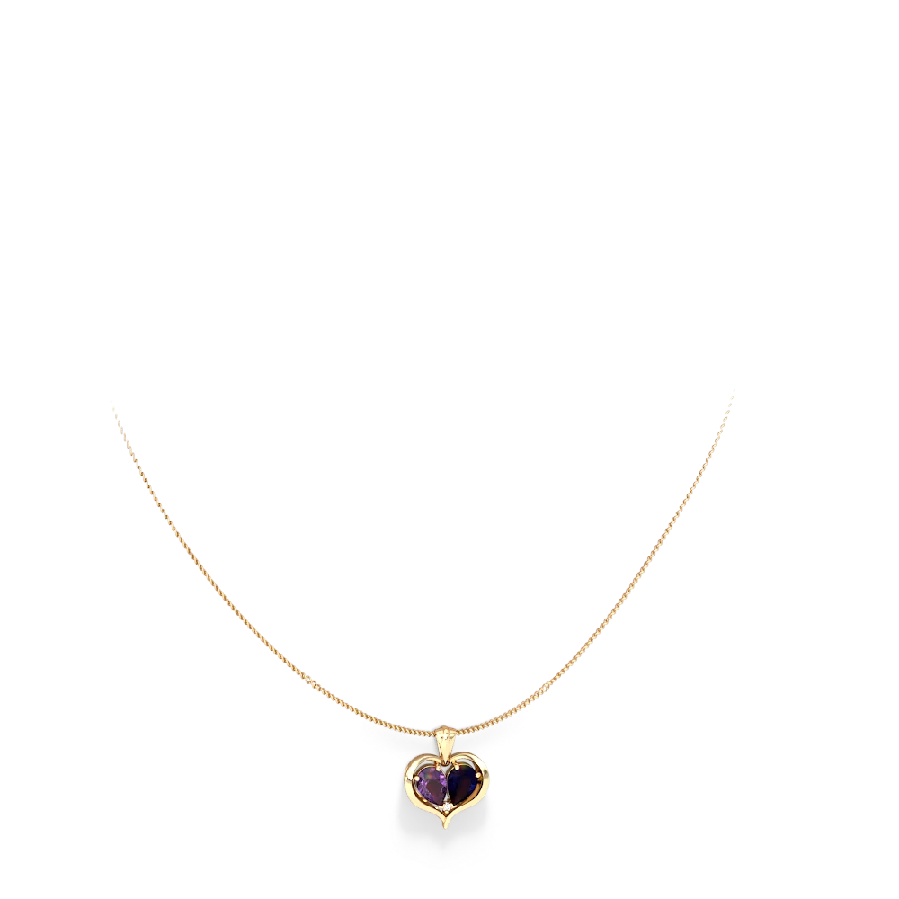 Amethyst Two Become One 14K Yellow Gold pendant P5330