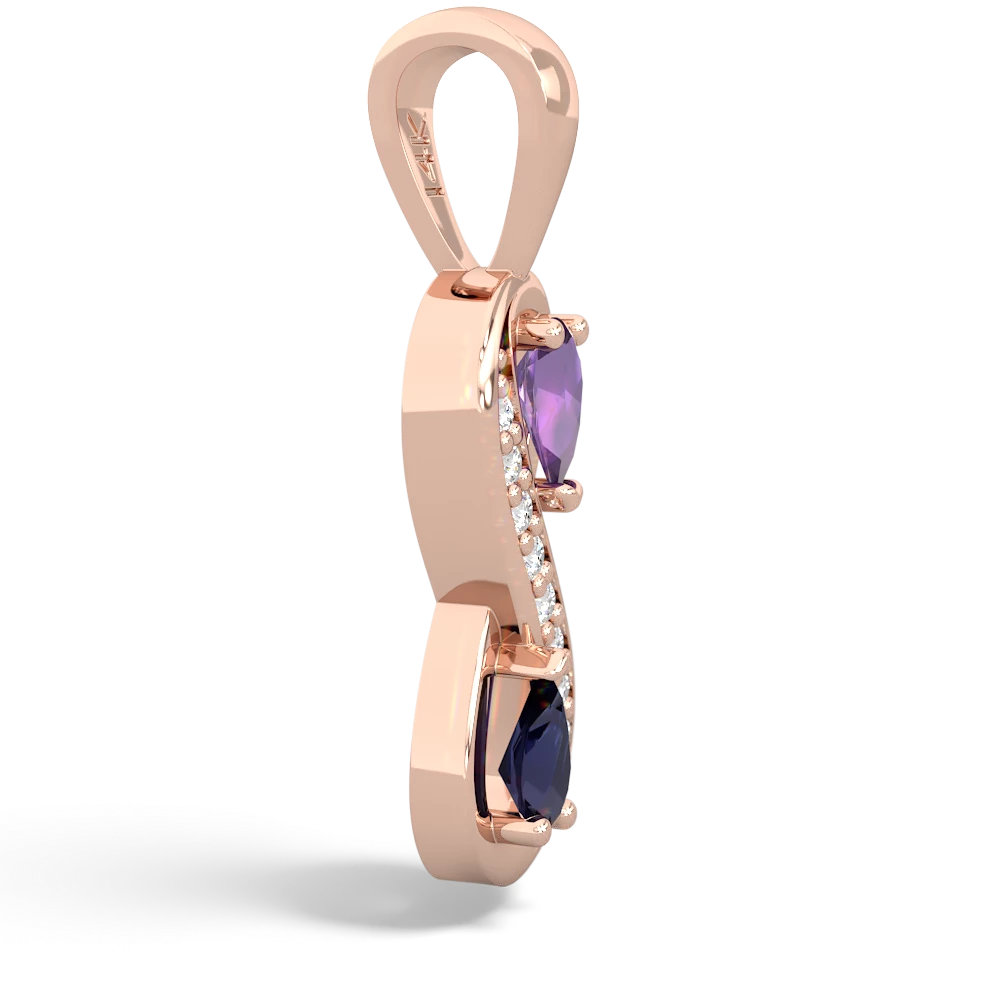 Amethyst Diamond Infinity 14K Rose Gold pendant P5390