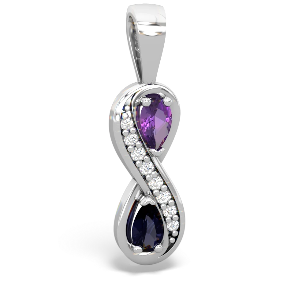 Amethyst Diamond Infinity 14K White Gold pendant P5390