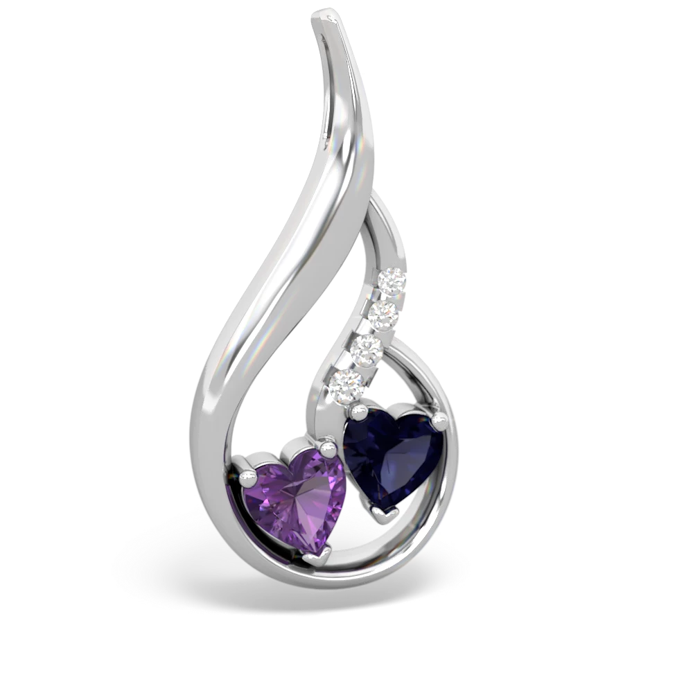 Amethyst Keepsake Curves 14K White Gold pendant P5450