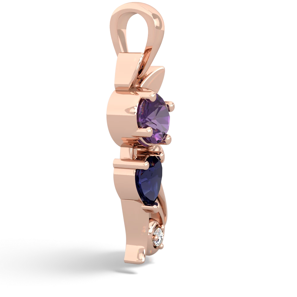 Amethyst Kitten 14K Rose Gold pendant P5780