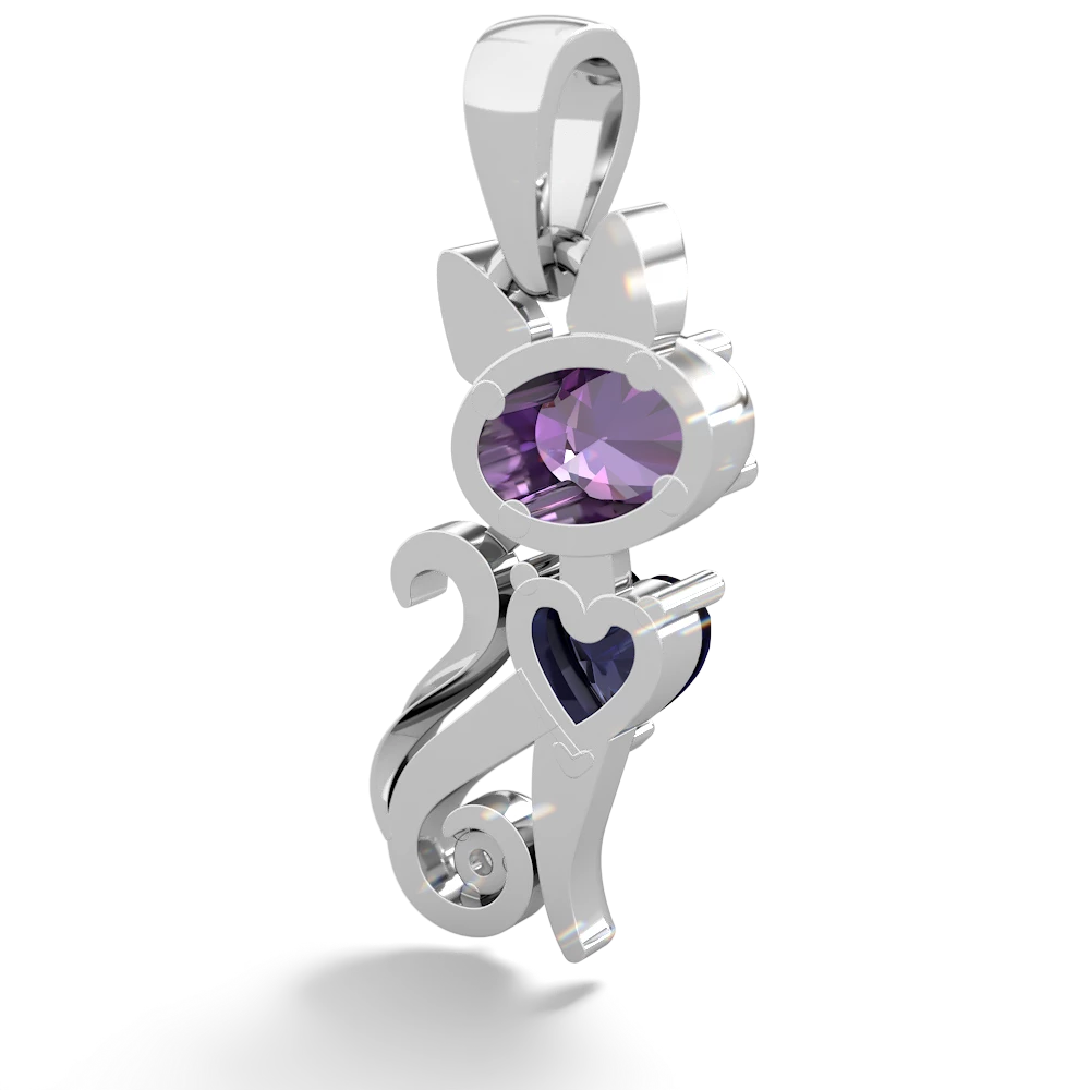 Amethyst Kitten 14K White Gold pendant P5780