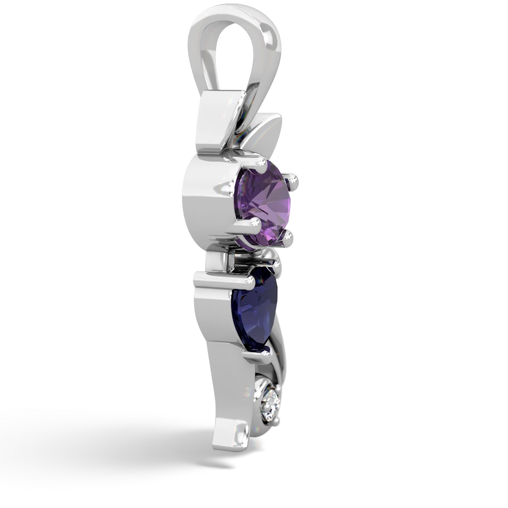 Amethyst Kitten 14K White Gold pendant P5780