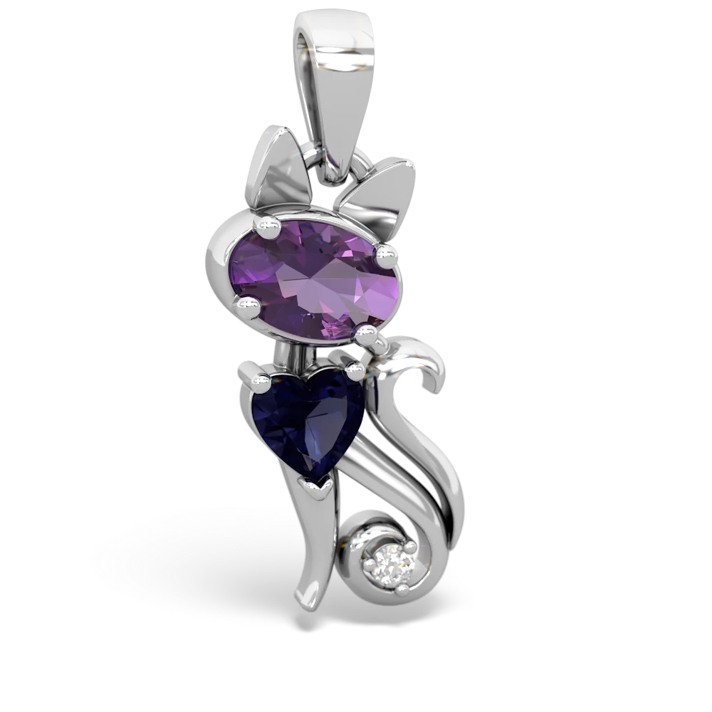 Amethyst Kitten 14K White Gold pendant P5780