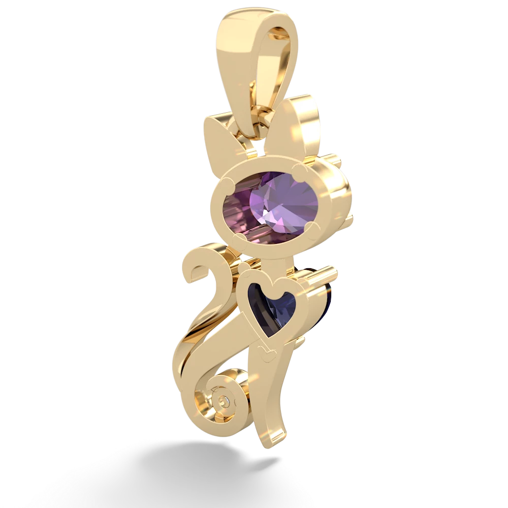 Amethyst Kitten 14K Yellow Gold pendant P5780