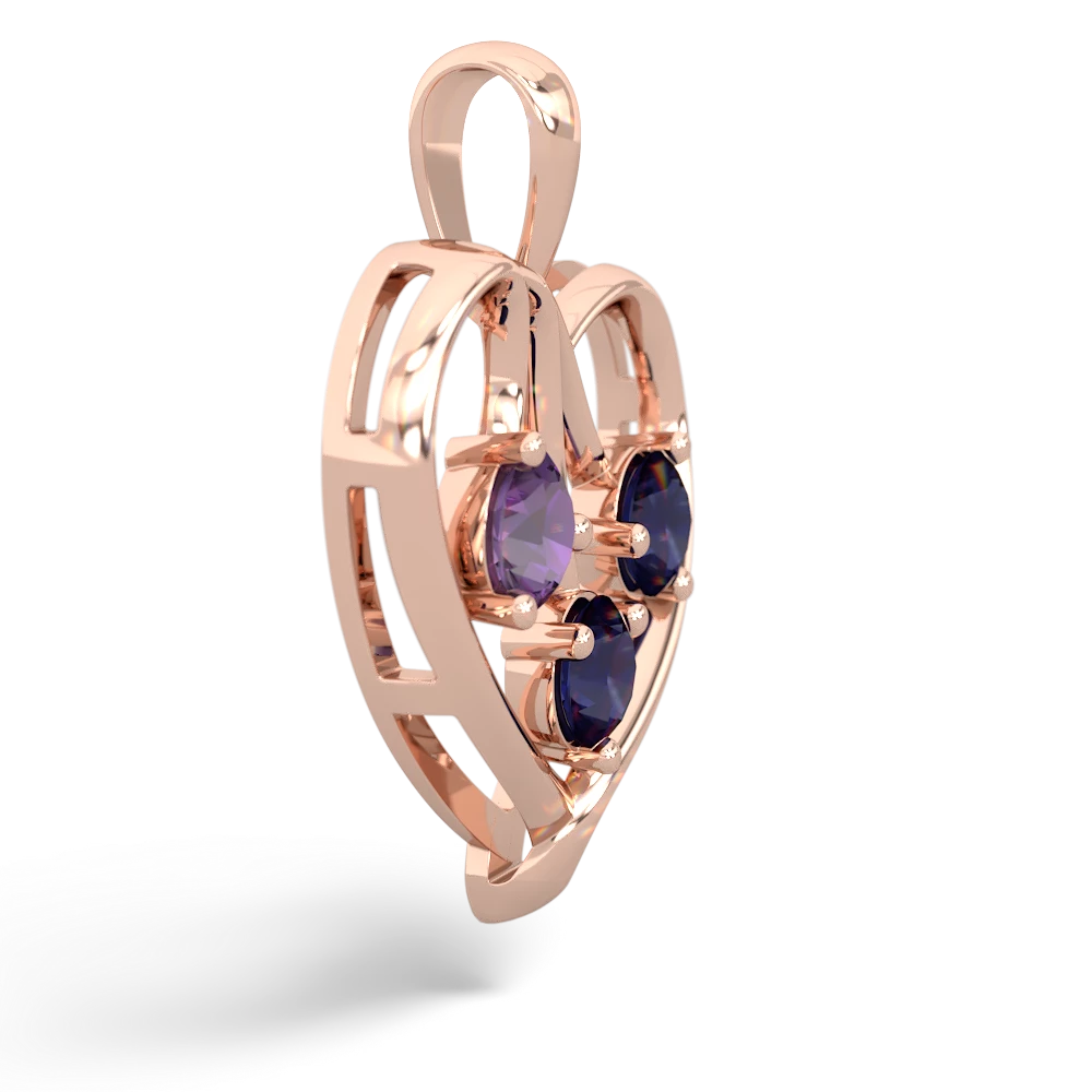 Amethyst Glowing Heart 14K Rose Gold pendant P2233