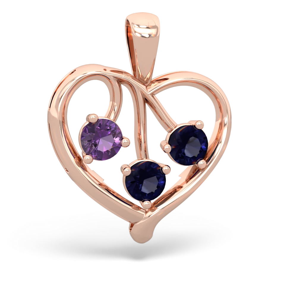 Amethyst Glowing Heart 14K Rose Gold pendant P2233